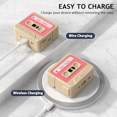 Image of KOREDA Compatible with AirPods 4 Case Cover, Funny Cassette Tape Design Case for Airpods 4th Generation 2024, Cute Cartoon Fashion Silicone Protective Case for Women Men (Cinnamon Powder)