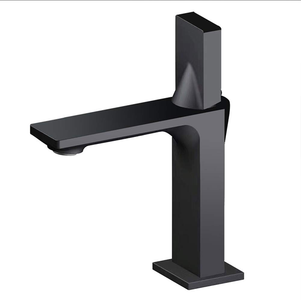 Robinet de lavabo à trou unique en cuivre haut noir pour rénovation de toilettes