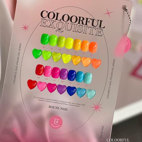 moTThea] ROUNI NAIL Colorful Exquisite Gel Nail Polish Set, 14