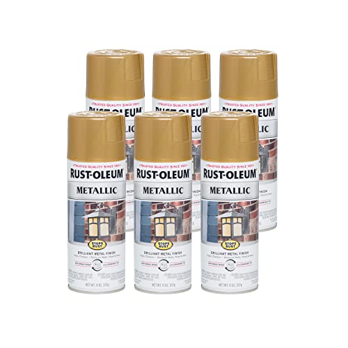 Image of Rust-Oleum 7270830-6PK Stops Rust Metallic Spray Paint, 11 oz, Gold Rush, 6 Pack