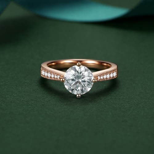 Moissanite Engagement Rings for Women D Color VVS1 Clarity Brilliant Round Cut S925 Sterling Silver Promise Rings for Her Women Gifts3