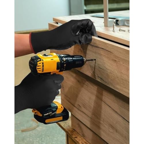 Image of Nylon Safety Hand Gloves For General Construction, Recycling, Agriculture, Handling Glass And Metal Sheet, Gardening- Black (5Pair)