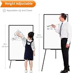 VIZ-PRO Magnetic Whiteboard with Easel 90 x 60 cm Black Frame | Portable Whiteboard with Tray, Free Standing Whiteboard, Includes 2 Markers, 1 Flipchart Pad, 1 Eraser and 4 Magnets