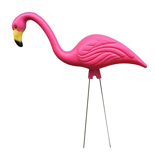 Homyl 1 par de estátuas de decoração de arte de jardim de jardim de flamingo rosa realista