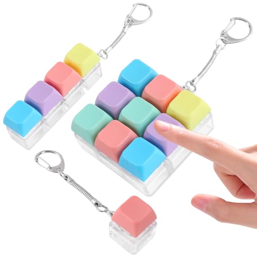 Houlishu Compression Keyboard Clicker Set of Three with Keychain Mechanical Keyboard Suitable for Adults to Relieve Stress and Pass The Time (3pcs)