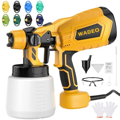 WADEO Pistolets à Peinture, [800W/1000ml/8 Buses/3...