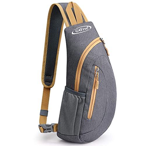 G4Free Rucksack mit Schulterriemen, leicht, klein, für Sport, Wandern, Radfahren, Herren und Damen, Grau/Gelb., S, Praktisch: