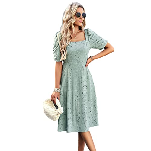 Robe longue ajourée vintage décontractée pour femme en taille L rose