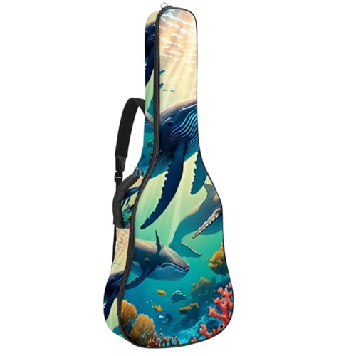 Sac pour guitare acoustique 41 pouces étanche à motif baleine mignonne et housse rembourrée