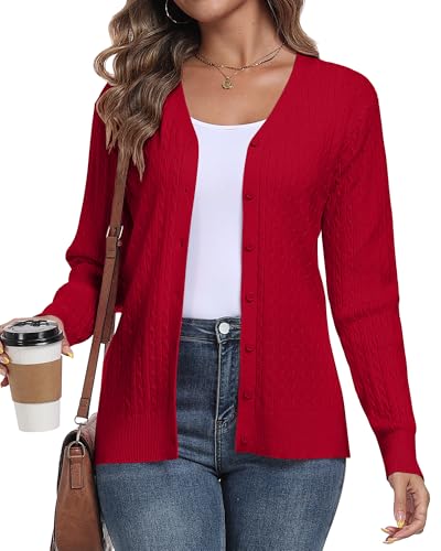 Image of YUNDAI Womens Knit Cardigan V Neck Long Sleeve Button Down Sweater