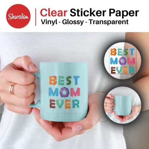 Shwalon 20 Sheets 90% Clear Vinyl Printable Sticker Paper For Inkjet Printer - A4 (8.5" X 11") Glossy, 80Um Inkjet Sticker Paper Waterproof, Diy Cricut Sticker Paper Printable Waterproof Sticker Paper #TOP2