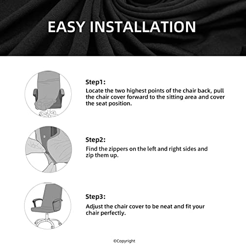 Water Resistant Stretch Computer Office Chair Cover With Durable Zipper Universal Washable Removable Spandex Rotating Boss Chair Slipcovers Anti-Dust Soft Desk Chair Seat Protector For Dogs Cats Pets #TOP6