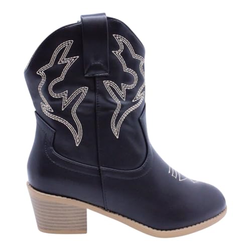 Forever Link Women Cowgirl Western Ankle Boots Short Booties, Black2