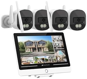 VisorTech Video-Überwachung: Funk-Überwachungssystem, Display-HDD-Rekorder, 4X 2K-Kamera, WLAN 6 (Outdoor Überwachungskamera Set, Funk-Kamera mit Bildschirm)