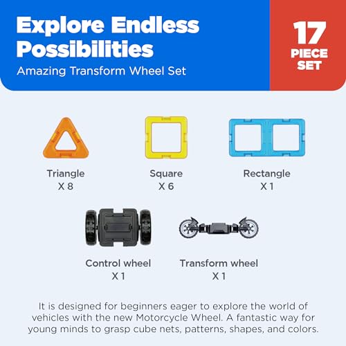 Amazing Transform Wheel Magnetic Building Blocks Toy. Makes Cars And Bikes. with Special Adjustable Multi-Wheel Piece. - Lego - Immagine 5