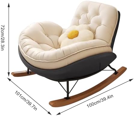 Patio Leisure Rocking Chairs，Modern Accent Rocking Chair,Upholstered Glider Chair with High Backrest,Nursery Rocking Chair,Leather Glider Chair, for Nursery, Bedroom, Living Room(Grey+White)