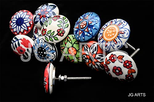 Jgarts 12 X Mix Vintage Look Flower Ceramic Knobs Door Handle Cabinet Drawer Cupboard Pull (12 Flat) #TOP6