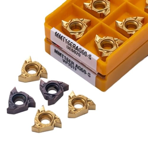 Image of CNC Threading Tool Insert MMT16IR / MMT16ER AG60S VP15TF UE6020 US735 Carbide Insert for Internal/External Threading (10pc)(16ERAG6OS US735 Golden)