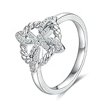 Anillo de nudo de bruja, plata de ley 925, anillos celtas para mujer, anillo de nudo de amor, joyería de bruja, regalo de cumpleaños para pareja o esposa, 7, Plata de ley, Zircón
