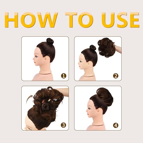 Norhogo Messy Hair Bun Curly Wavy Hair Scrunchies Accessories, Real Fashion Tousled Updo Hair Pieces - Image 3