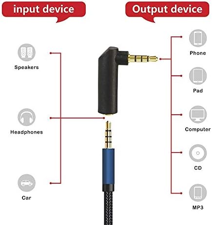 VCE 5-pak 3,5 mm męski do 3,5 mm żeński 90 stopni kąt prosty pozłacany adapter stereo jack