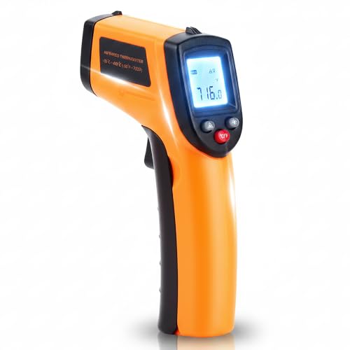 Image of Digital Infrared Thermometer Gun for Cooking,BBQ,Pizza Oven, Infrared Thermometer Laser with Backlight,-58℉~712℉(-50℃~380℃) Handheld Non Contact Heat Laser Temperature Gun (Not for Human)