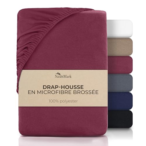 NatureMark Drap-housse en microfibre - Doux, respirant et facile d'entretien - Doux pour la peau, séchage rapide et indéformable - 90 x 200 cm, rouge bordeaux