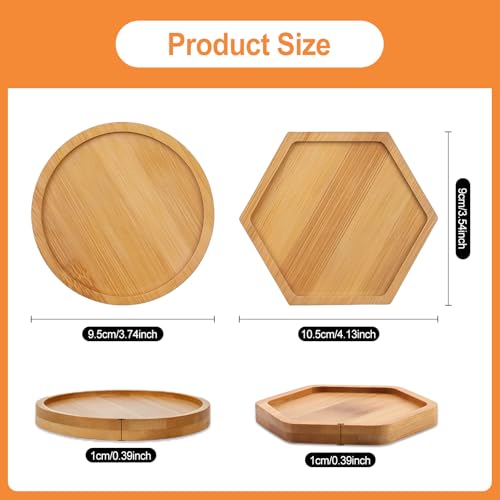 8 Stück Bambus Mosaik Untersetzer, Untersetzer aus Rund Bambus Holzuntersetzer, Bambuspflanzen Untertassen, Holzuntersetzer Rund für Trinkbecher, Pflanzen, Bastelarbeiten