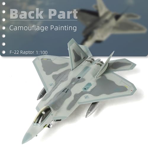 NUOTIE F-22 Raptor 1/100 Scale Diecast Metal Fighter Jet Model Stealth Combat Airplane Air Force Aircraft Alloy Model with Stand for Adult Military Collections or Gift (FF 03049) by NUOTIE - Used condition - Image 6