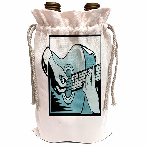Wine Bag - acoustic guitar hand playing blue graphic Music Instrument Guitar