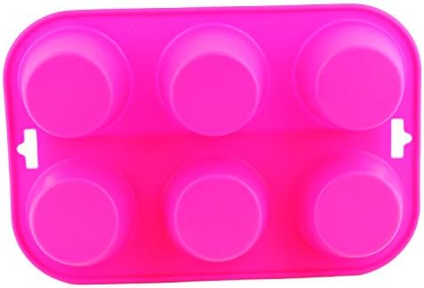 Selecto Bake - 6 Cup Silicone Bun/Muffin Mould - Non Stick Tray Baking (Pink)