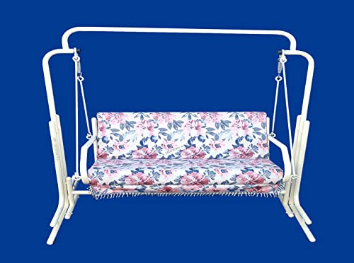 Image of s k modern art Swing with Stand | Jhula for Adults with Cushion for Home /Patio (Three Seater, White)