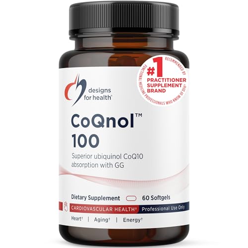 Designs for Health CoQnol 100mg - CoQ10 Ubiquinol with Superior Bioavailability + Exclusive Absorption Technology - Double CoenzymeQ10 Boost with GG - Heart Healthy Aging + Cell Support (60 Softgels)