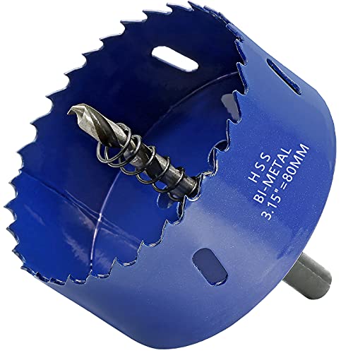 Image of Luomorgo 80mm /3.15 inch Hole Saw, 1 1 /4 inch Cutting Depth | HSS Bi-Metal, For Wood Cornhole Boards, Plastic Drywall & Metal Sheet