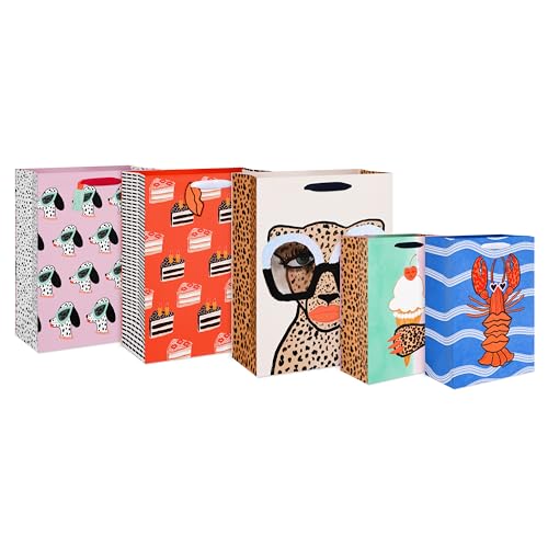 American Greetings Gift Bags for All Occasions- Designed by Bouffants & Broken Hearts (5-Count, 2 Medium 10