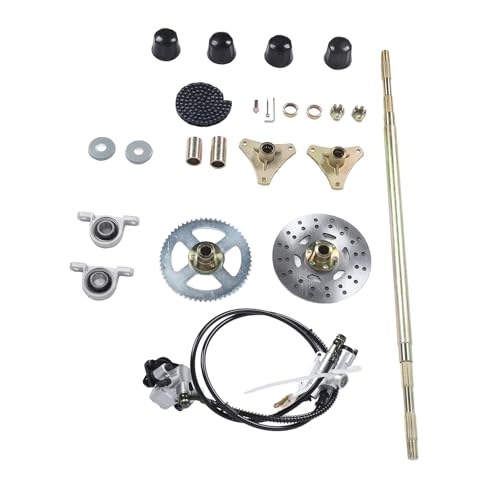 Aramox Essieu Arrière Kart Kit Essieu Arriere Kart Kit D'essieu Arrière Direct, adapté aux Qua ATV adapté pour Atomik pour Motowork, avec étrier de Frein à Disque de Frein à Chaîne à Pignon et Moyeu