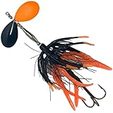 Delong Lures - The Berserker, Bucktail Fishing Lures - Bucktail Jig with Inline Spinner, Musky & Pike Baits Spinnerbaits, Tackle for Freshwater and Saltwater Fishing, Made in USA - (Black/Orange)