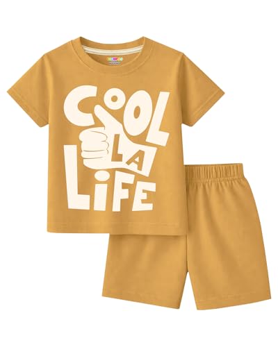 Image of Kuchipoo Boys Cotton T-Shirt & Shorts Set | Half Sleeve Round Neck Top with Elastic Waist Shorts | Soft & Comfortable Casual Wear for Kids | Pack of 3