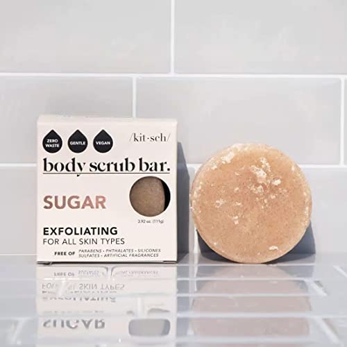 Kitsch Exfoliating Sugar Body Scrub Bar - Moisturizing Soap Bar For Glowing & Hydrated Skin | Natural Exfoliating Bar Soap For Men & Women With Sugar Scent | Zero Waste | Made In Us | 4 Oz #TOP7