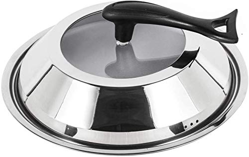 Universal Lid for Pots, Pans and Skillets, Stainless Steel and Tempered Glass