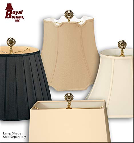 Image of Royal Designs Sun Scalloped Filigree Polished Brass Lamp Finial