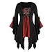 Xmiral Top Camicetta Donna Taglie forti Tunica gotica con lacci a maniche lunghe con paillettes ( 3XL,rosso )