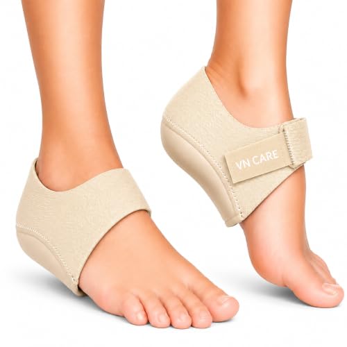 Image of Vn care Orthotics Heel Protector for Pain Relief | Gel Pad with Velcro Strap | Anti-Slip Cushion for Men & Women | Plantar Fasciitis, Spurs & Shoe Bite Support | Beige