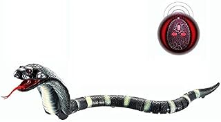 DesignerBox Realistic RC Snake, 17" Upgraded Long Rechargeable Remote Control RC Snake Cobra Toy for Kids Birthday Party Gift Play (Black)
