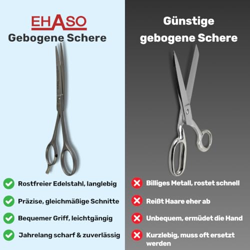EHASO Gebogene, langlebige Hundeschere Rostfrei, 17 cm matt