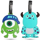 Luggage Tag for Suitcases Bag Baggage Travel Tags Identifiers Cute Cartoon Silicone Name Luggage ID Tags for Kids Women Girls Men Dizai-futi (Green and Blue)
