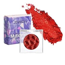 DELANCI Chameleon Red Glitter Eyeshadow Highly Pigmented, Single Metallic Glitter Eye Shadow Palette Intense Color Shifting, Chrome True Red Shimmery Glitter Eyes Warm Goth Smoky Makeup
