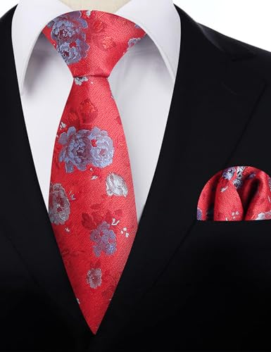 Image of Alizeal Mens 3.15'' Colorful Flower Pattern and handkerchief Necktie Set