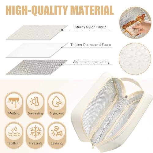 Kacctyen Insulated Makeup Bag for Car Women Cosmetics Bag Zippered Heat-resistant Travel Makeup Case Organizer Waterproof Skincare Case with Handle from Melting, Freezing & Spoiling(Basic Style)3