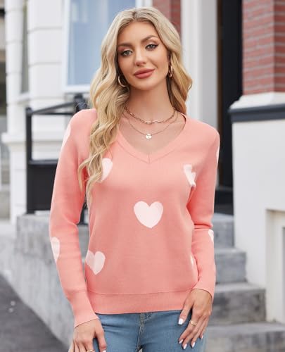 Image of Women's Spring Sweaters 2026 Casual Long Sleeve Pullover V Neck Lightweight Sweatshirts Cute Blouse Tops